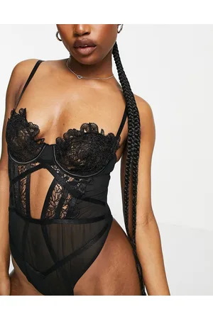 Ann Summers Forbidding - Body con dettagli pizzo smerlato, colore