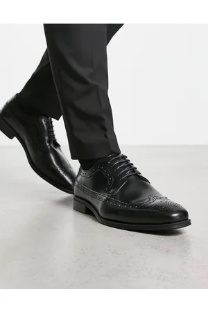Thomas Crick Scarpe brogue nere in pelle con punta cesellata