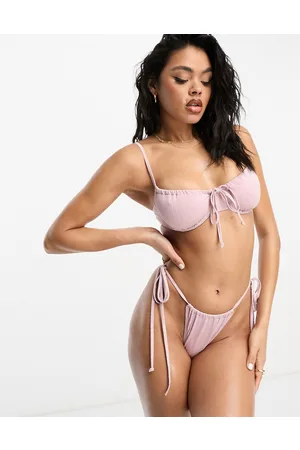 South Beach Slip bikini chiaro a righe glitterate