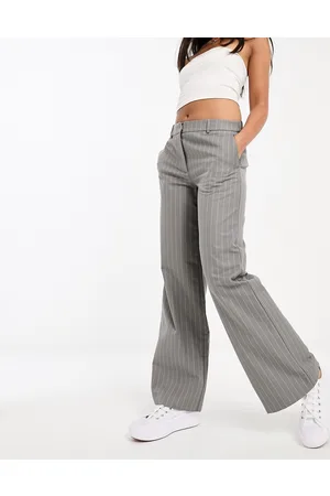 Weekday Emily - Pantaloni grigi gessati