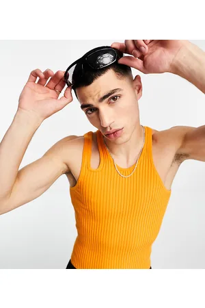 COLLUSION Canotta in maglia arancione con cut-out