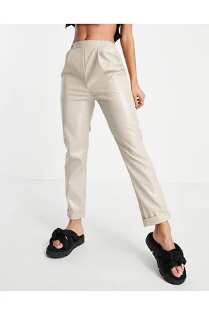 NaaNaa Joggers in pelle sintetica color pietra