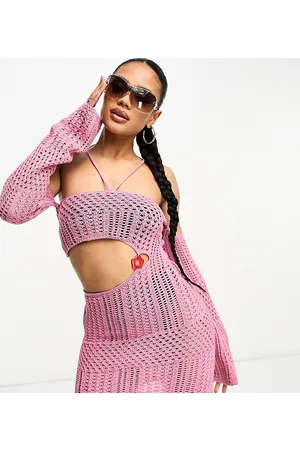 AsYou Vestito corto rosa in maglia all