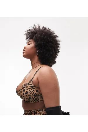 Topshop Curve - Top bikini a triangolo con stampa leopardata