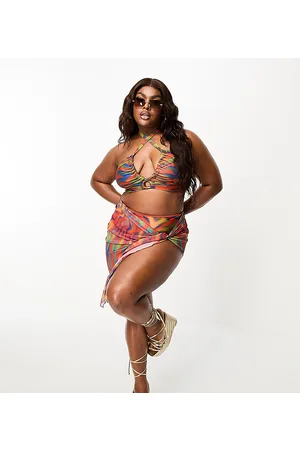 ASOS ASOS DESIGN Curve - Pareo da mare in rete con stampa zebrata stile mappa termica