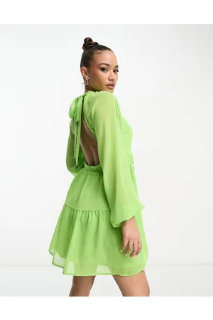 Collective The Label Vestito corto mela a balze con schiena scoperta