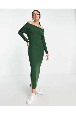 M Lounge Vestito lungo bosco a coste con spalle scoperte