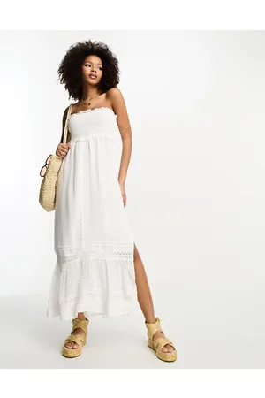 River Island Vestito lungo a fascia con dettagli in pizzo
