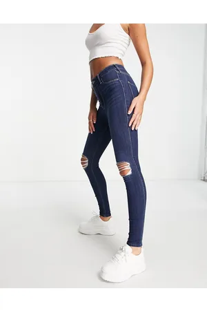 Hollister Jeans skinny color indaco con strappi