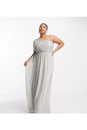 Beauut Plus - Vestito lungo monospalla da damigella con corpetto decorato