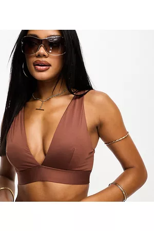 AsYou Top bikini a triangolo marrone cioccolato tinta unita