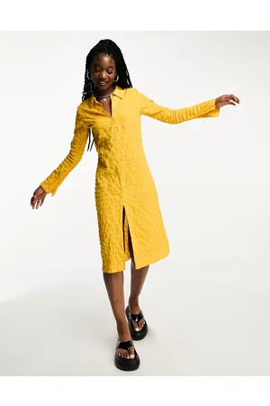 Weekday Vestito camicia midi punto smock testurizzato