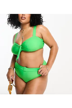 Brave Soul Plus - Slip bikini verdi con cintura