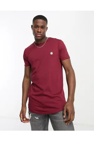 Le Breve T-shirt taglio lungo bordeaux con fondo arrotondato