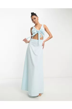 Something New X Klara Hellqvist - Vestito lungo in morbido lino pallido con cut-out