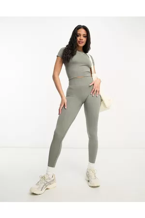 Miss Selfridge Leggings a vita alta senza cuciture kaki in coordinato