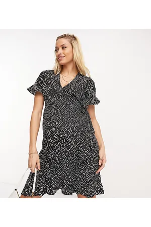 VERO MODA Vestito corto a portafoglio nero con stampa a pois