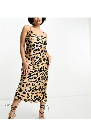 Never Fully Dressed Vestito sottoveste al polpaccio trasparente con stampa leopardata