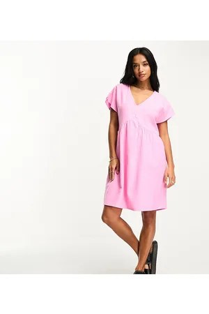Pieces® Vestito corto in lino con scollo a V