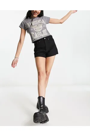 Dr Denim Skye - Pantaloncini di jeans neri con fondo grezzo