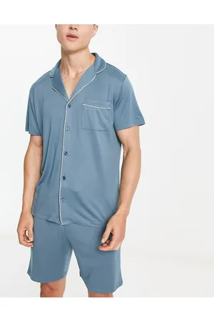 Chelsea Peers Pigiama corto in modal blu medio con bottoni