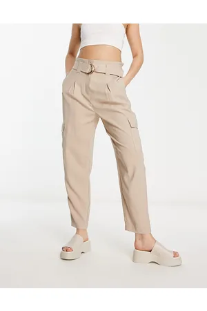New Look Pantaloni cargo con cintura color pietra
