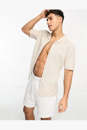 Only & Sons Camicia in misto lino beige con rever