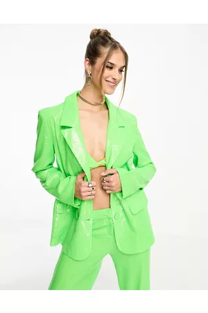 Annorlunda Blazer oversize verde acceso con paillettes