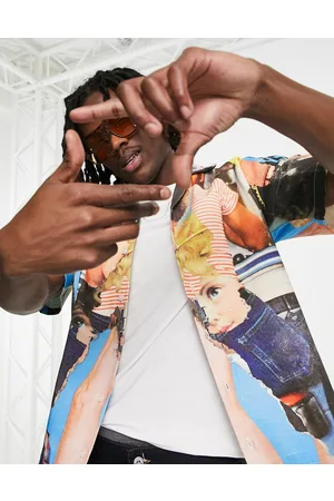 Fiorucci Camicia stile bowling a maniche corte con stampa di poster multicolore