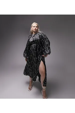 Topshop Vestito midi raccolto in vita monocromatico con stampa tie-dye e apertura sulla schiena