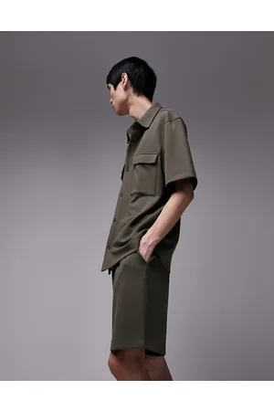 Topman Camicia oversize premium in jersey di modal kaki