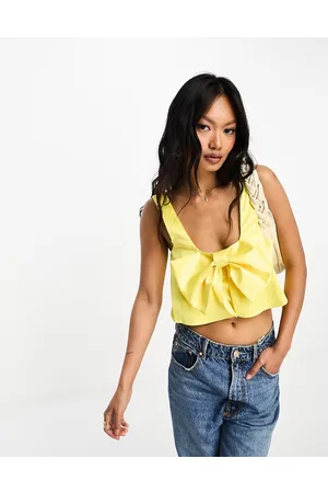 ASOS Canottiera strutturata in raso con fiocco