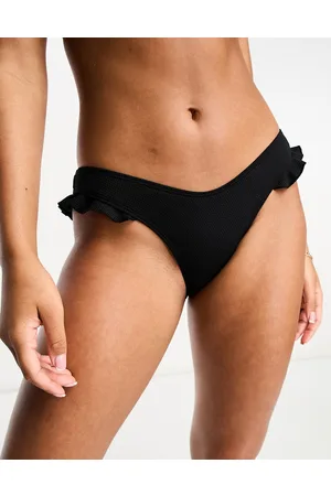 New Look Slip bikini a vita bassa neri con volant
