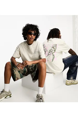 Weekday T-shirt unisex oversize beige con grafica - In esclusiva per ASOS