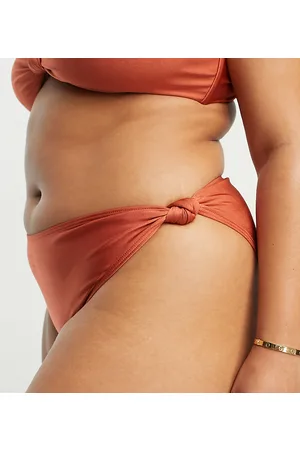 South Beach Esclusiva - Slip bikini a vita alta con nodo rame lucido