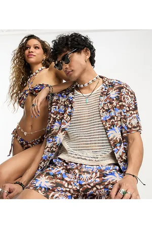 Reclaimed Camicia da mare unisex con colletto a rever e stampa celestiale anni 