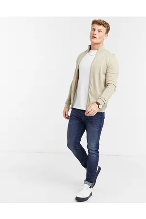 SELECTED Cardigan in maglia con cerniera lampo, colore beige