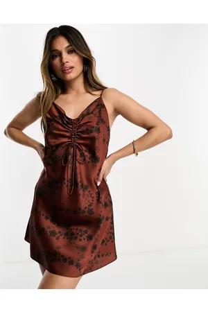 AllSaints Alexi Sara - Vestito corto in raso marrone