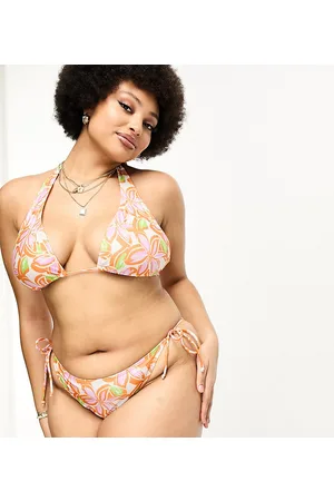 Brave Soul Plus - Slip bikini a fiori con allacciatura laterale