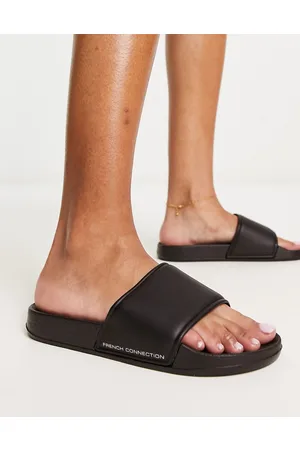 French Connection Sliders da piscina nere/bianche