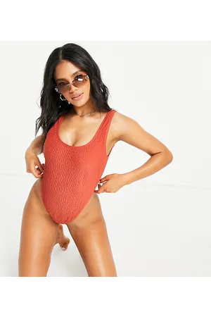 South Beach Esclusiva - Costume da bagno in tessuto stropicciato con scollo rotondo