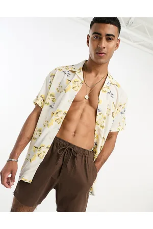 SELECTED Camicia bianco sporco con stampa a fiori e rever