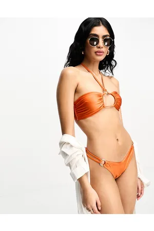 Hunkemöller Desert - Slip bikini sgambati arancione ruggine con anelli