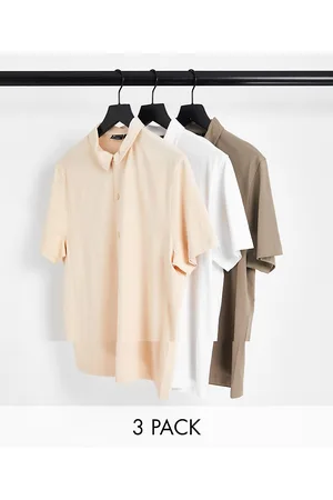 ASOS Confezione da 3 camicie in jersey color cuoio, bianca e beige