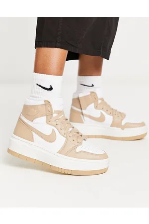 Jordan AJ1 Elevate Mid - Sneakers alte bianche e color pietra