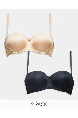 New Look Confezione da 2 reggiseni multiposizione senza spalline nero e carne