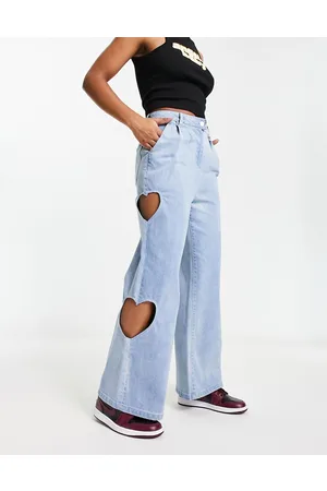 Native Youth Jeans dritti slavato con cut-out