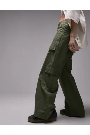 Topshop Pantaloni cargo a vita bassa stile Y2K kaki con occhielli