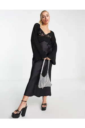 ASOS Vestito lungo in raso con corpino all