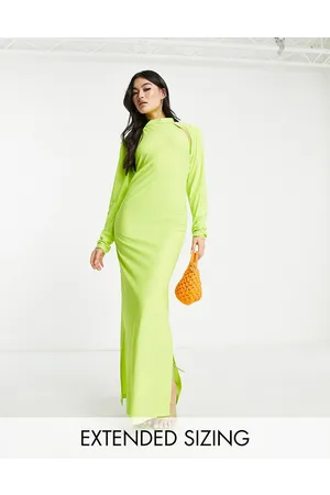 VERO MODA X Joann Van Den Herik - Vestito lungo con maniche rimovibili e scollo a vogatore color ghiacciolo al lime
